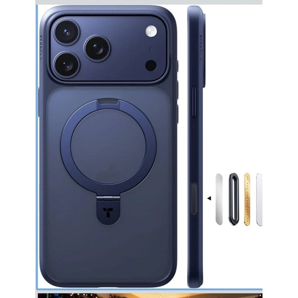TORRAS Upgraded‎ 360 Rotatable Magnetic Stand for iPhone 17 Pro Max Case- Clear